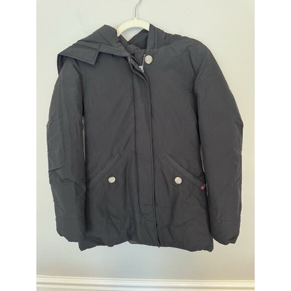 Woolrich Down Filled Parka Coat Black Kids Size 14 Can Fit Women Small - Picture 1 of 16